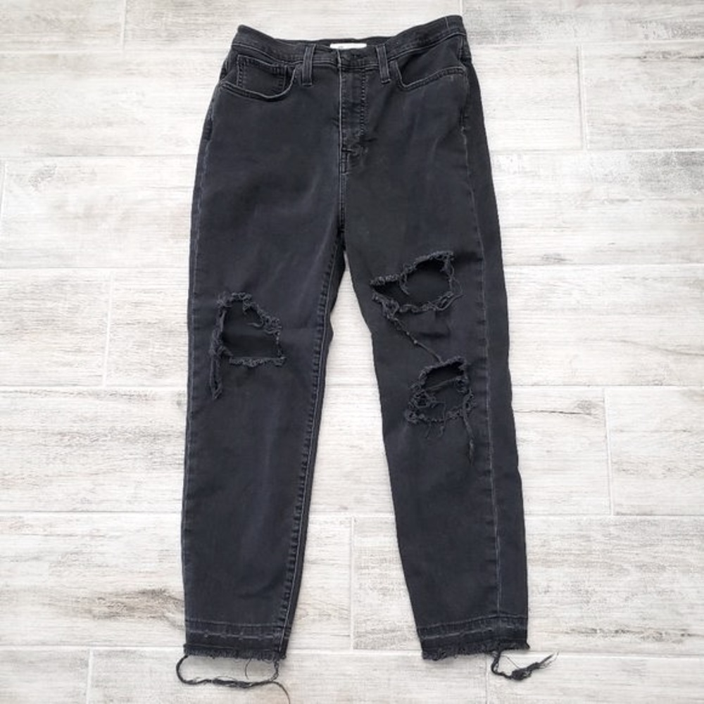 Madewell High Rise Ripped Black Jeans